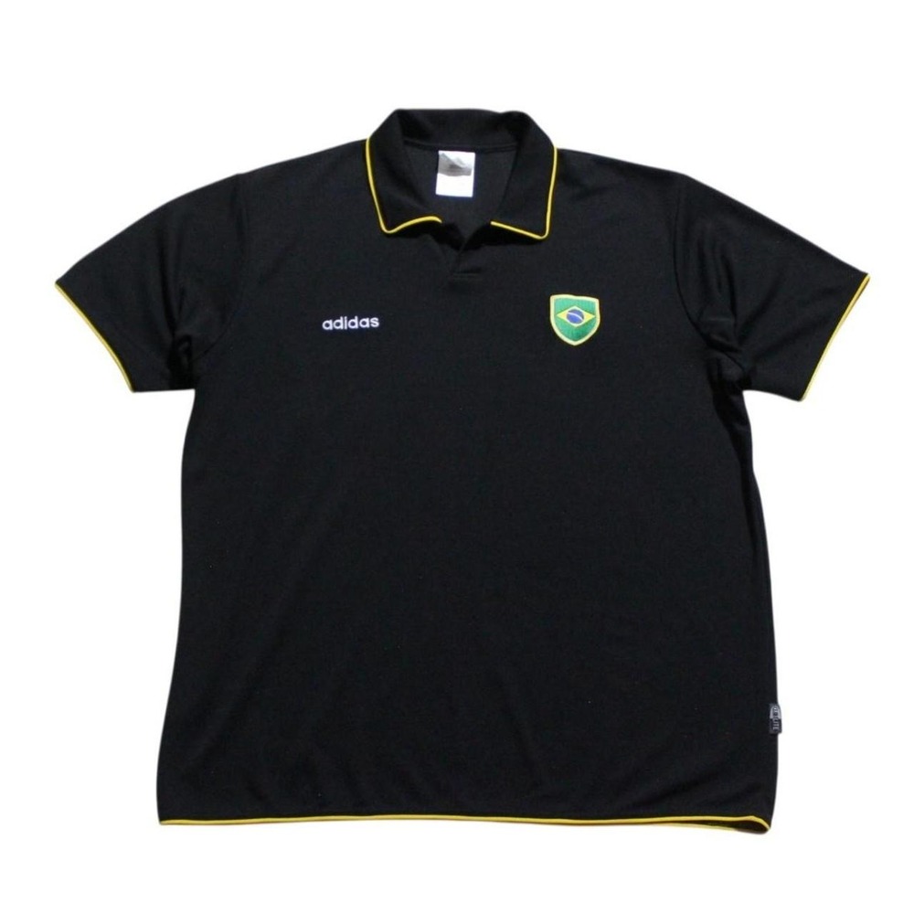 Mens Vintage Y2K 00s Skater Streetwear Sportswear Black Brazil Polo Shirt